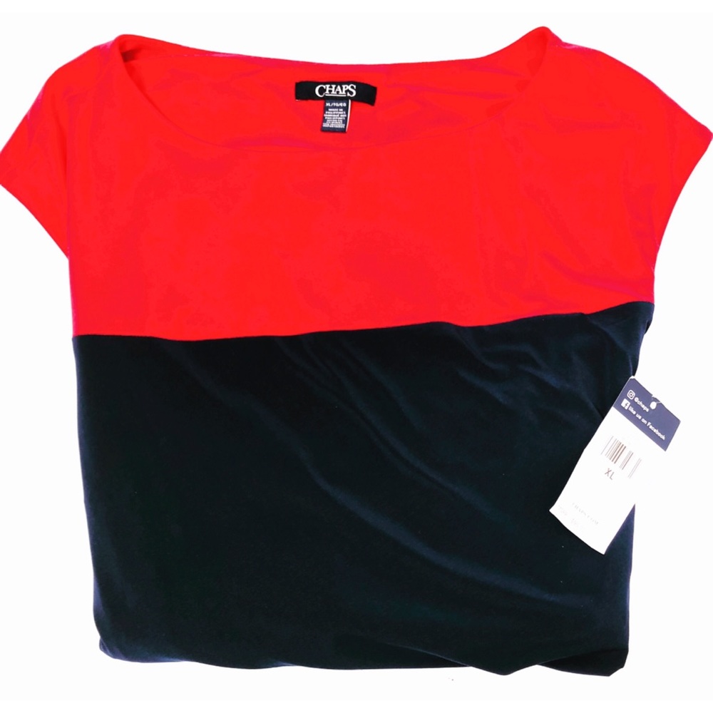 SOLD Chaps Women Blue red Colorblock Sheath Dress - Picture 6 of 8